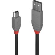 Lindy 36725 5m USB A Mini-USB B Mannelijk Mannelijk Zwart USB-kabel
