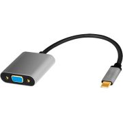 LogiLink CUA0104 video kabel adapter 0,15 m USB Type-C VGA (D-Sub) Zwart, Grijs