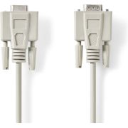 Nedis Seriële Kabel | D-SUB 9-Pins Male | D-SUB 9-Pins Female | Vernikkeld | 5.00 m | Rond | PVC | Ivoor