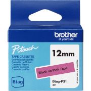 Brother BTAG-P31 labelprinter-tape Zwart op roze