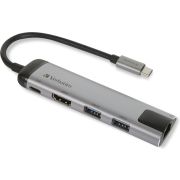 Verbatim 49141 interface hub USB 3.0 (3.1 Gen 1) Type-C 1000 Mbit/s Zwart, Zilver