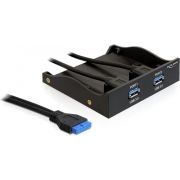 Delock 61896 USB 3.0 voorpaneel 2 poorten met interne 19-pins USB 3.0-pins header
