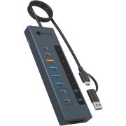ICY BOX IB-HUB1742CR-C2PD USB 3.2 Gen 2 (3.1 Gen 2) Type-A + Type-C 10000 Mbit/s Zwart