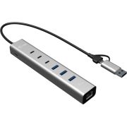 i-tec USB-C/USB-A Metal HUB 6 port (3x USB-C, 3x USB-A), LAN, Power Delivery 85W